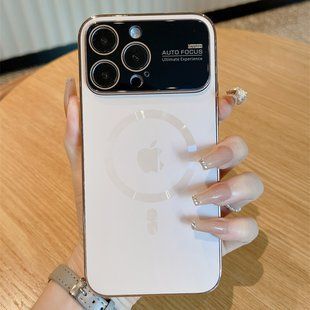 Чохол для iPhone 12 / 12 Pro Скляний матовий + скло на камеру Camera Lens Glass matte case with Magsafe Champagne Gold