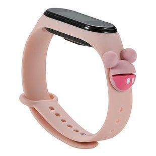 Силіконовий ремінець Cartoon Face для Xiaomi Mi Band 3/4 (Рожевий / Міккі Маус)