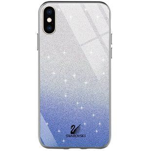 TPU+Glass чехол Swarovski для Apple iPhone X / XS (5.8") (Синий)