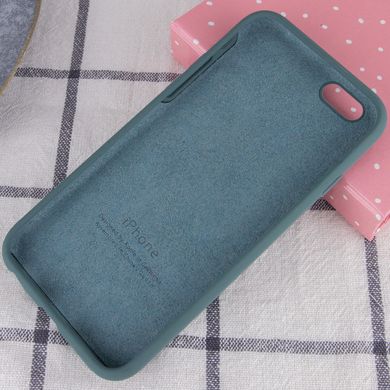 Чехол silicone case for iPhone 6/6s с микрофиброй и закрытым низом (Зеленый / Pine green)