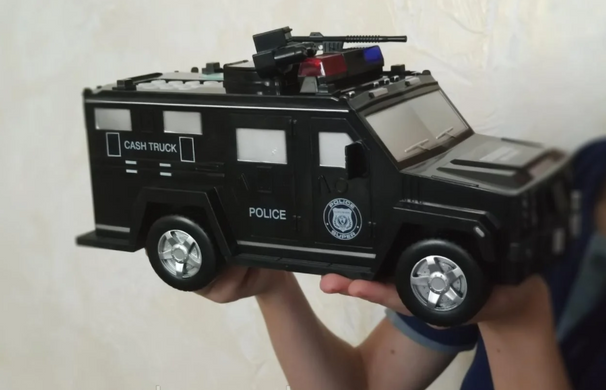 Дитячий сейф з кодом і відбитком пальця у вигляді поліцейської машини Cash Truck