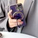 Чехол для iPhone 14 Pro Max Glitter Holder Case Magsafe с кольцом подставкой + стекло на камеру Deep Purple