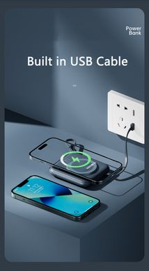 Беспроводной Повербанк MagSafe Power Bank для iPhone 10000 mAh 22.5W + 3 cables (Micro/ Usb-C/ Lightning) Магсейф Павербанк с беспроводной зарядкой Белый White