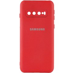 Чехол для Samsung Galaxy S10 Silicone Full camera закрытый низ + защита камеры Красный / Red