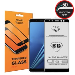 5D стекло для Samsung Galaxy A8 Plus Black Premium Smart Boss™ Черное - Изогнутые края