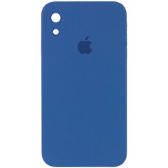 Чехол для Apple iPhone XR (6.1"") Silicone Case Full Camera закрытый низ + защита камеры Синий / Navy blue квадратные борты