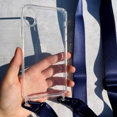 Чехол для iPhone XR прозрачный с ремешком Midnight Blue
