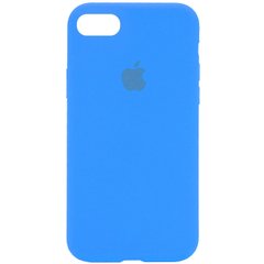 Чехол silicone case for iPhone 7/8 с микрофиброй и закрытым низом Голубой / Blue