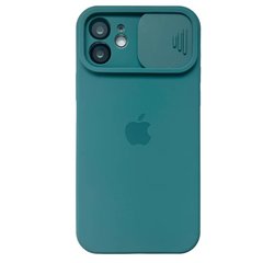 Чохол для iPhone 12 Silicone with Logo hide camera + шторка на камеру Pine Green