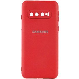 Чехол для Samsung Galaxy S10 Silicone Full camera закрытый низ + защита камеры Красный / Red
