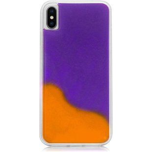Неоновый чехол Neon Sand glow in the dark для Apple iPhone X / XS (5.8") (Фиолетовый / Оранжевый)
