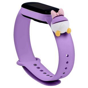 Силіконовий ремінець Cartoon Face для Xiaomi Mi Band 3/4 (Бузковий / Поночка)