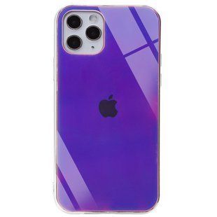 TPU+Glass чехол Gradient Rainbow с лого для Apple iPhone 11 Pro Max (6.5") (Фиолетовый)