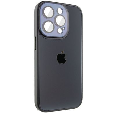 Чехол для iPhone 14 Pro Max Стеклянный матовый + стекло на камеру с микрофиброй TPU+Glass Sapphire Midnight Black