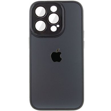 Чехол для iPhone 14 Pro Max Стеклянный матовый + стекло на камеру с микрофиброй TPU+Glass Sapphire Midnight Black
