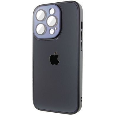 Чехол для iPhone 14 Pro Max Стеклянный матовый + стекло на камеру с микрофиброй TPU+Glass Sapphire Midnight Black