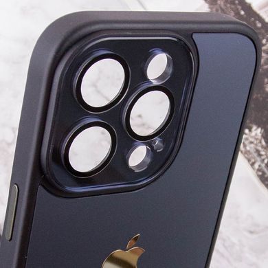 Чехол для iPhone 14 Pro Max Стеклянный матовый + стекло на камеру с микрофиброй TPU+Glass Sapphire Midnight Black