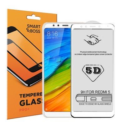Защитное стекло 5D для Xiaomi Redmi 5 White Premium Smart Boss™ Белое