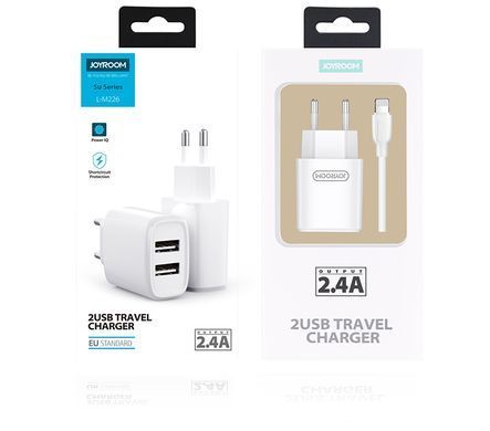 Адаптер мережевий JOYROOM Lightning cable L-M226 | 2USB, 2.4A | white
