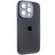 Чехол для iPhone 14 Pro Max Стеклянный матовый + стекло на камеру с микрофиброй TPU+Glass Sapphire Midnight Black