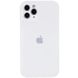 Чехол для Apple iPhone 12 Pro Max (6.7") Silicone Full camera закрытый низ + защита камеры (Белый / White)
