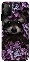 Чохол для Xiaomi Poco M3 PandaPrint Єнот в кольорах квіти