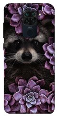 Чехол для Xiaomi Redmi Note 9 / Redmi 10X PandaPrint Енот в цветах цветы