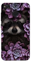 Чохол для Xiaomi Redmi 4X PandaPrint Єнот в кольорах квіти
