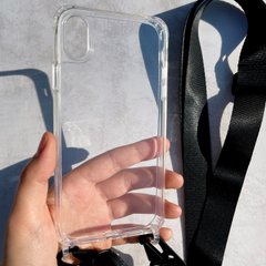 Чехол для iPhone XR прозрачный с ремешком Black