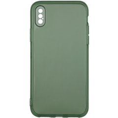 Матовый полупрозрачный TPU чехол с защитой камеры для Apple iPhone XS Max (6.5") (Темно-зеленый/Dark green)
