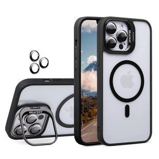 Чохол з підставкою для iPhone 14 Lens Shield Magsafe + Лінзи на камеру (Чорний / Black)