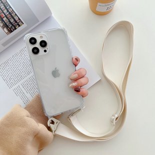 Чохол для iPhone 16 прозорий з ремінцем Antique White