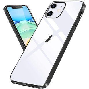 Прозрачный силиконовый чехол с глянцевой окантовкой для Apple iPhone 12 mini (5.4") (Черный)