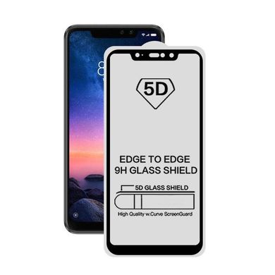 5D скло для Xiaomi Redmi Note 6 Pro Black - Повний клей / Full Glue Чорне