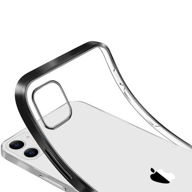 Прозрачный силиконовый чехол с глянцевой окантовкой для Apple iPhone 12 mini (5.4") (Черный)