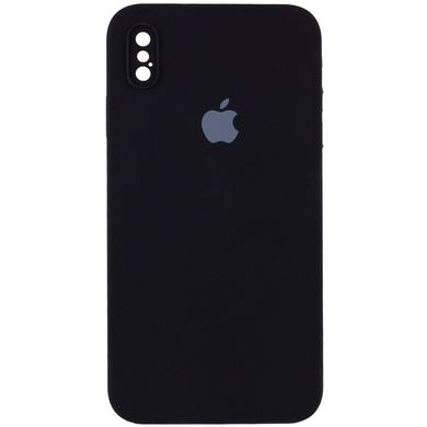 Чехол Для Apple iPhone XS Max Silicone Full camera / закрытый низ + защита камеры (Черный / Black) квадратные борты