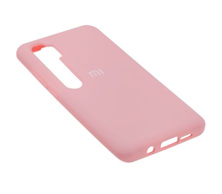 Чехол для Xiaomi Mi Note 10 Silicone Full светло-розовый с закрытым низом и микрофиброй