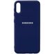 Чехол для Samsung A02 Silicone Full с закрытым низом и микрофиброй Темно-синий / Midnight blue