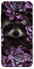 Чехол для Xiaomi Redmi 8a PandaPrint Енот в цветах цветы