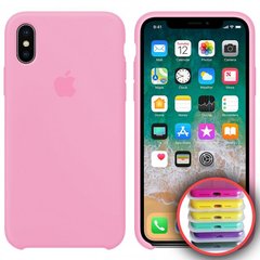 Чехол silicone case for iPhone XS Max с микрофиброй и закрытым низом Light Pink