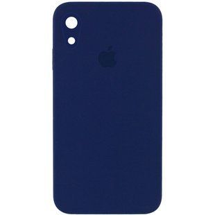 Чехол для Apple iPhone XR (6.1"") Silicone Case Full Camera закрытый низ + защита камеры Темно-синий / Midnight blue квадратные борты