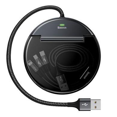 Зарядная станция в авто Baseus Car Sharing Charging Station (Type-C+Dual USB with Three-in-one M+L+T Cable, 3A)	black