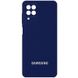 Чехол для Samsung Galaxy A22 4G / M32 Silicone Full camera закрытый низ + защита камеры Темно-синий / Midnight blue