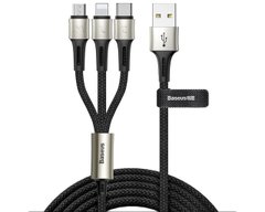 Кабель Baseus Сaring touch selection 1-in-3 USB cable Black