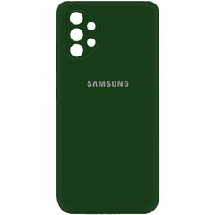 Чехол для Samsung Galaxy A72 4G / A72 5G Silicone Full camera закрытый низ + защита камеры Зеленый / Dark green