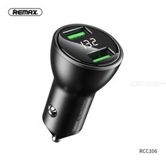Адаптер автомобільний REMAX with LCD Vitor Series RCC106 | 2USB, 3.4A | black