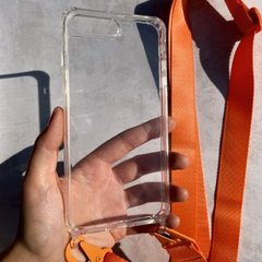 Чехол для iPhone 7 Plus/8 Plus прозрачный с ремешком Orange