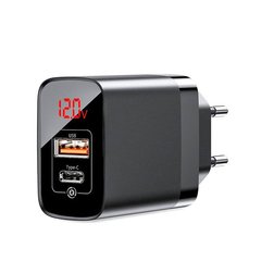 Сетевое зарядное устройство Baseus Mirror Lake PPS Digital Display QC 3.0 A+C BS-E911 Black (CCJMHC-A01), Черный