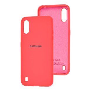 Чохол для Samsung Galaxy A01 (A015) Silicone Full кораловий з закритим низом і мікрофіброю