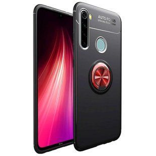 TPU чехол Deen ColorRing под магнитный держатель (opp) для Xiaomi Redmi Note 8T (Черный / Красный)